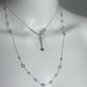 Elle Estacion Zirconia chain, 925 rhodium-plated sterling silver and ruby 36”